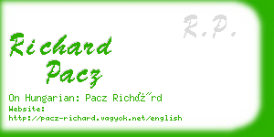 richard pacz business card